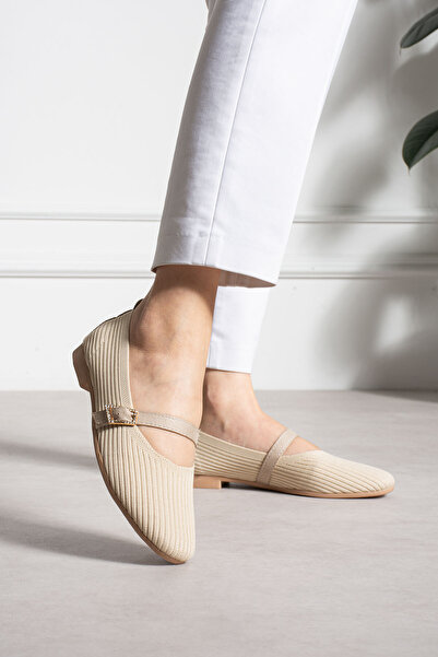 MERVESTORE Linen Striped Ballerinas