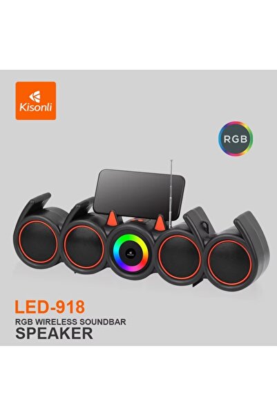 Kisonli مكبر صوت بلوتوث LED 918 مع إضاءة RGB