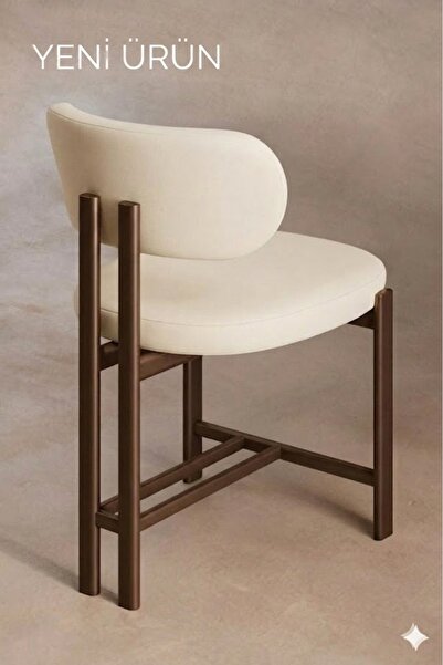 EDMONDA EV AKSESUAR LİZA MUTFAK SANDALYESİ YEMEK ODASI SANDALYESİ BRONZ METAL