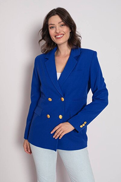 PİKEY KADIN BLAZER YAKA DÖRT DÜĞMELİ ÇİFT CEPLİ CEKET