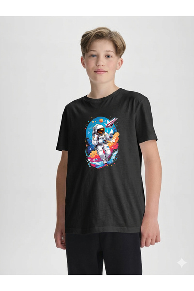 MERİCEY Μπλουζάκι για αγόρια, 100% βαμβακερό, με στάμπα, μαύρο, με κοντό μανί...