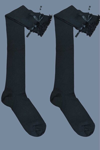 erceys Γυναικείες κάλτσες πάνω από το γόνατο με δαντέλα και φιόγκο, 2 ζευγάρι...