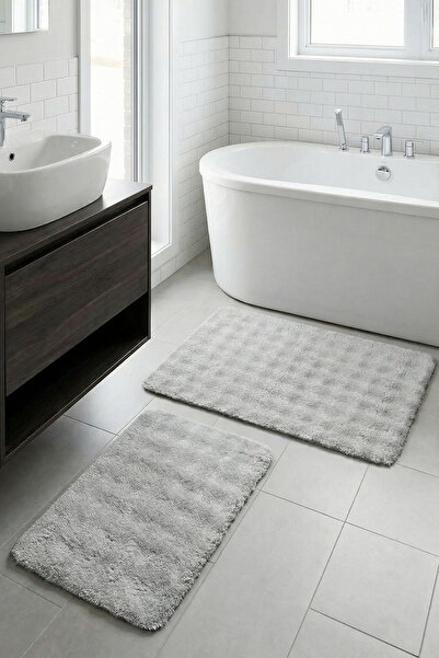 dekozer 2-Piece Plush Bubble Bath Mat Set 60X100+50X60 cm Non-Slip Latex Base...