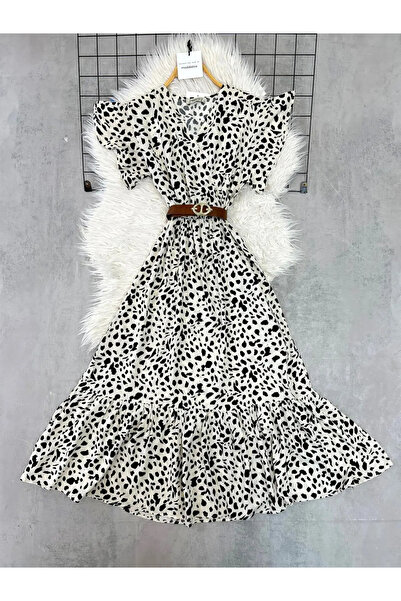 modabetce New Season Dry Collar Midi Length Women's Dress