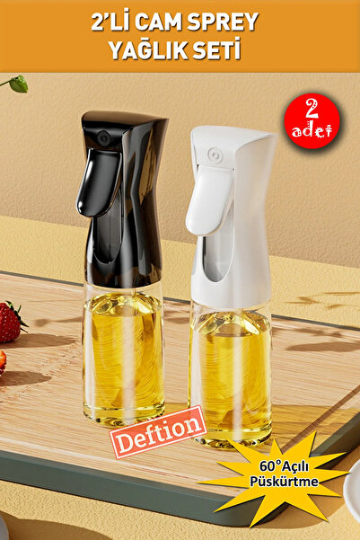 handanca 2'li Kusursuz Yağ Dağılımı Cam Sprey Şişe Yağdanlık Airfryer Püskürt...
