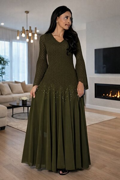 Kayla Elegant Evening Dress Olive Green