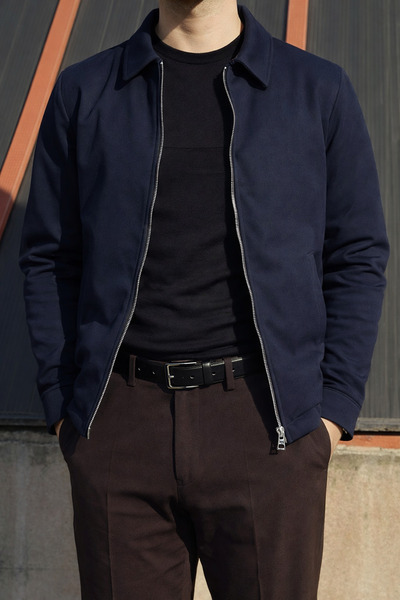 inpool Men'S, Slim-Fit, Shirt Collar, Metal Double Zipper, Old Money Culture,...