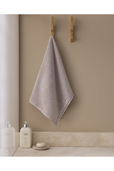 Madame Coco Πετσέτα προσώπου Bastienne Kroşeli 100% βαμβακερή - Γκρι/Λευκό