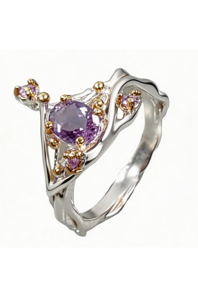 FashionBijoux 925 silver infinity ring with amethyst, 6.75
