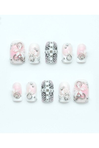 Nezlin Collection Floral Piercing Protez Jel Takma Tırnak - El Yapımı Kalıcı ...