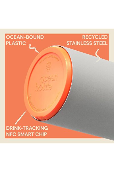 Ocean Bottle - Recycled Stainless Steel Brew Flask - Eco-Friendly & Reusable Bottle - Rock Grey - 12