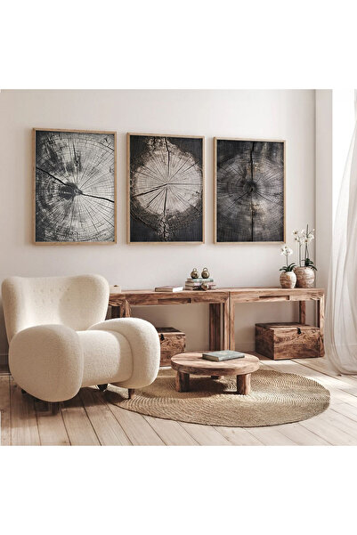 Dekorsiahome Set de 3 piese cu cadru din lemn pentru sufragerie, living, bucă...