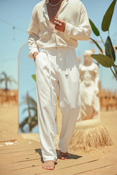 OUTFİT MAN Straight Bel Belted Classic Trousers White