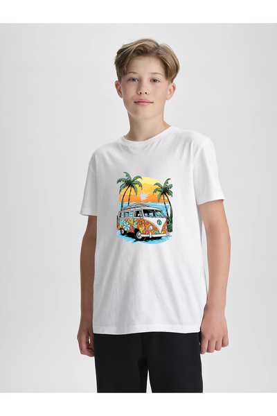 MERİCEY Tricou cu mânecă scurtă pentru băieți, 100% bumbac, imprimat, negru, ...