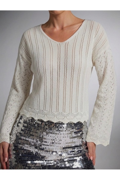 NLT Ισπανική πλεκτή μπλούζα από διάτρητο πλέγμα υψηλής ποιότητας για γυναίκες...