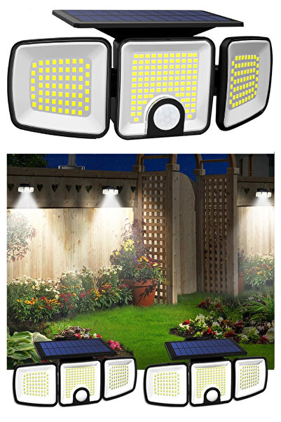 BlueApple Güneş Enerjili 223 Cob Ledli, Hareket Sensörlü, 3 Taraflı Aydınlatm...
