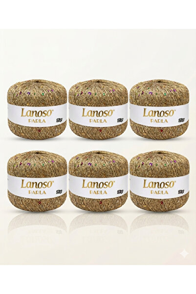Lanoso Parla 6 Τεμάχια (0700) 25 γρ 217 Mt Νήμα Πλεξίματος με Γκλίτερ – 75% Ν...