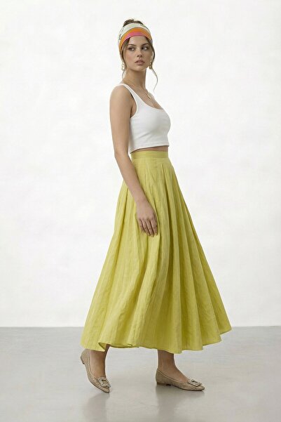 VAGGON تنورة ميدي بطيات عالية الخصر