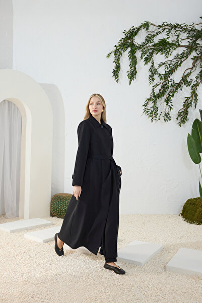 Aker Siyah Dokuma Pardösü