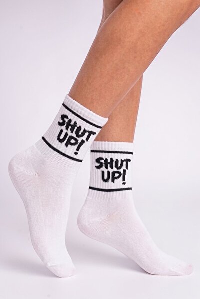 Esinti Shut Up! Themed Socks White Women's Men's Youth College Socks - Single