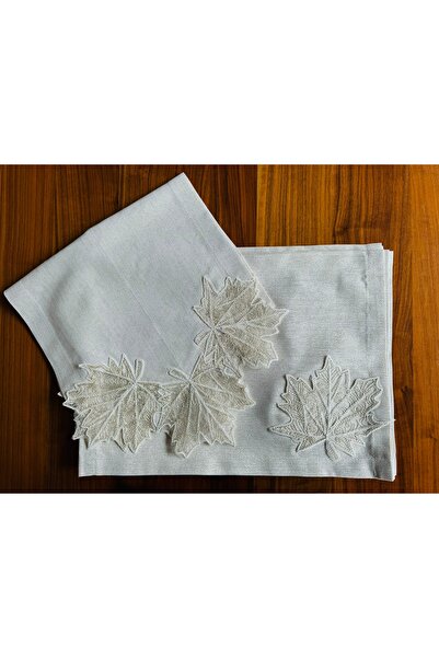She Combines Leaf Motif American Tablecloth and Linen Runner Set for 8 People