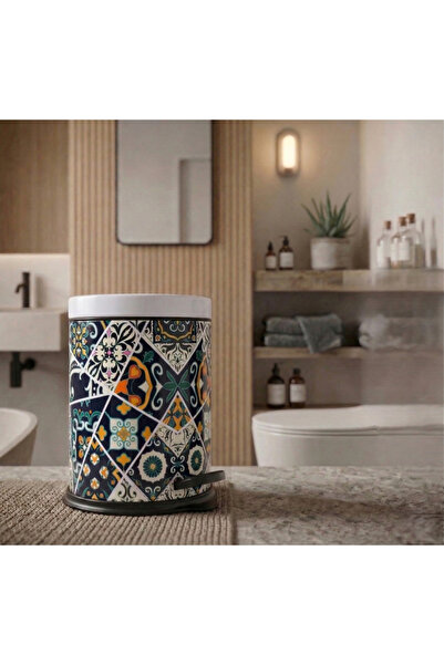 GörSeç Ρετρό Μεταλλικός Κάδος Απορριμμάτων 3 Λίτρων με Πεντάλ Ρετρό Σχέδιο Μπ...