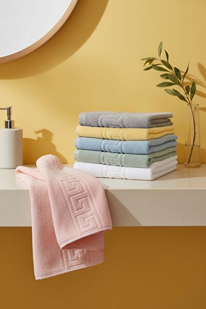 Rivaİstanbul Pastel Greek 6-Piece 100% Cotton Towel Set 50X90 cm