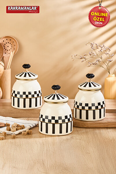 handanca Prime Cream 3'lü Emaye Baharatlık