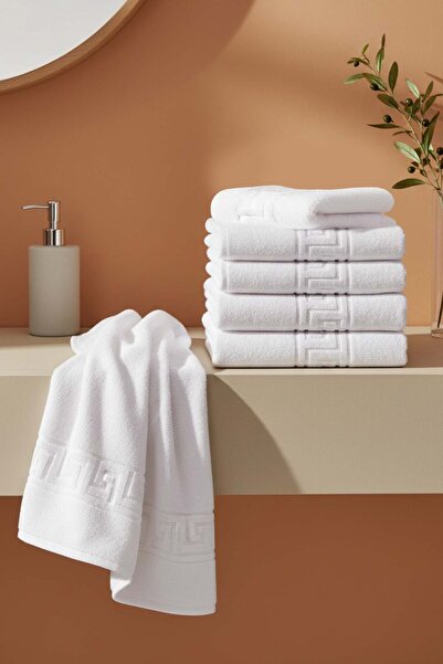 Rivaİstanbul White Greek 6-Piece 100% Cotton Towel Set 50X90 cm
