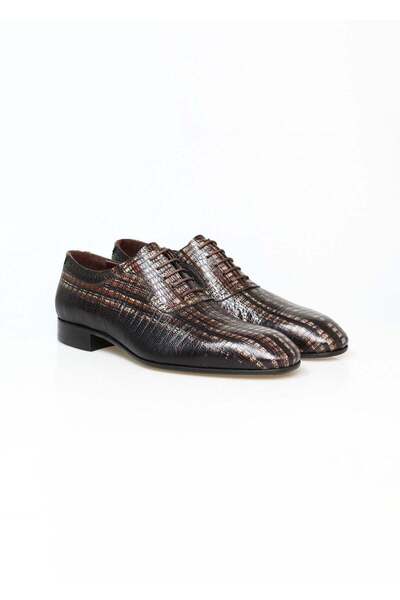 FRANCO CALVANI Brown Lace-Up Genuine Leather Men's Shoes