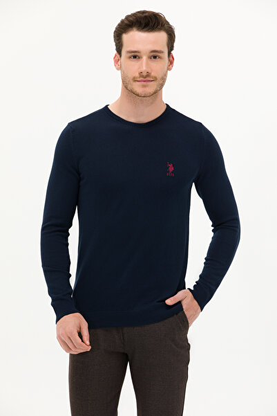 U.S. Polo Assn. Men's Navy Blue Crew Neck Basic Knitwear Sweater 50253443-Vr033