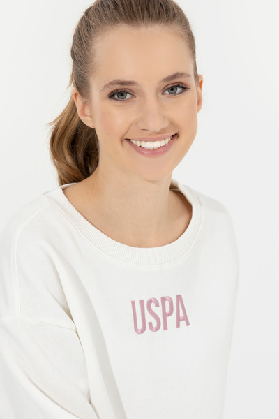 U.S. Polo Assn. Women's Ecru Crew Neck Sweatshirt 50261163-Vr019