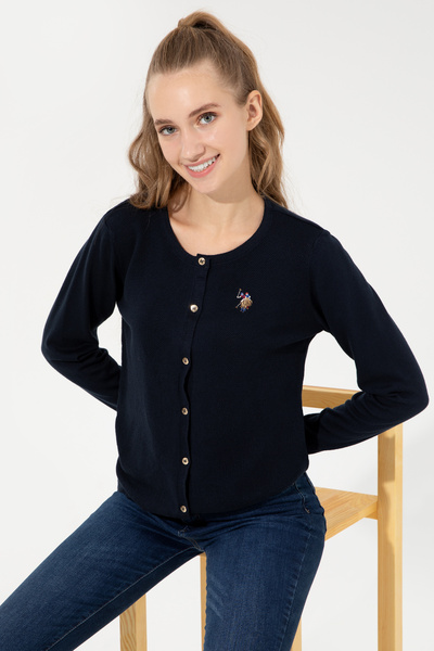 U.S. Polo Assn. Women's Navy Blue Basic Knitwear Cardigan 50253697-Vr033