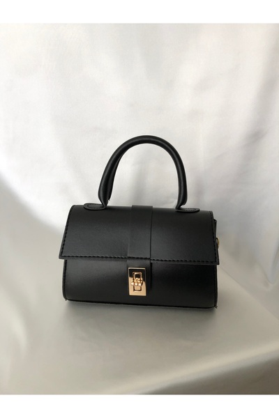 ELAYF Black Women's Hand and Shoulder Bag – Stylish Mini Bag with Gold Lock D...