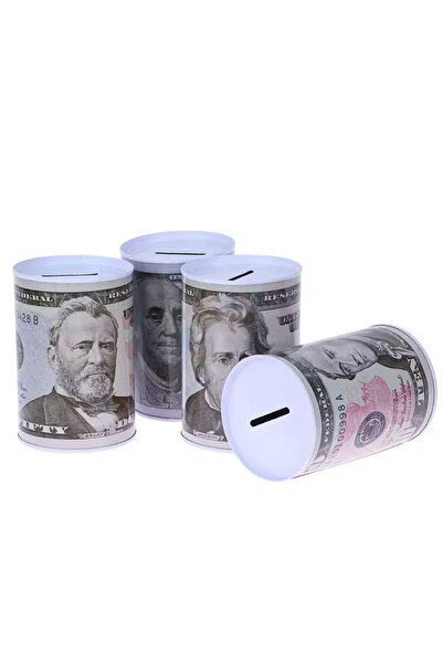 YDGR 1 Adet Metal silindir kumbara euro dolar baskılı tasarruf para kutusu