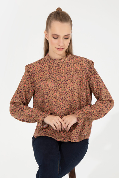 U.S. Polo Assn. Women's Camel Long Sleeve Shirt 50254659-Vr015