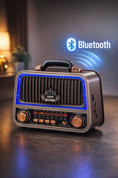 BLOMSTER EVERTON RT-770 LED ÖZELİKLİ NOSTAJIK RADYO MÜZİK ÇALAR BLUETHOOT