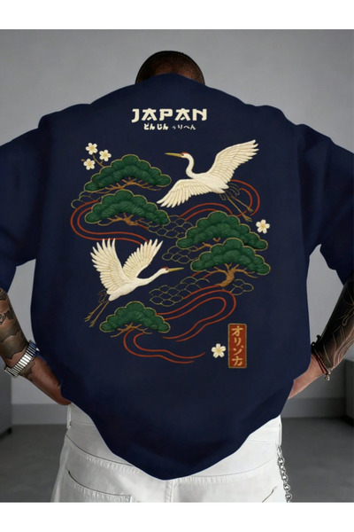 Revasser Unisex Women/Men Japan Custom Printed Oversize Combed Cotton Crew Ne...