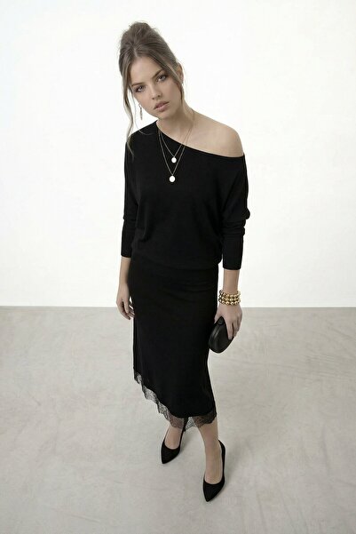 VAGGON Long Sleeve Lace Detailed Mini Dress