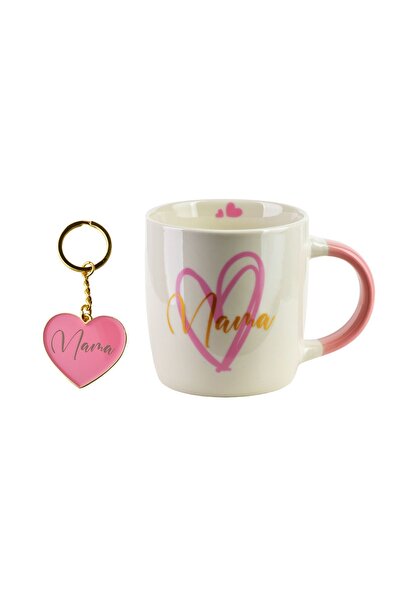MONDEX Coffee Mug Porcelain NBC MAMA 8.5x12x9cm White/Pink 1pc