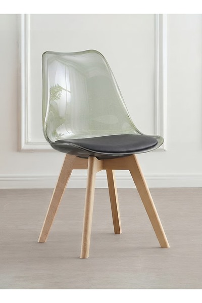 Taimi Modern Dining Chair With Soft Padded Leather Seat and Wooden Legs - Tra...