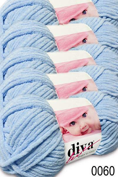 Diva İplik Το πρώτο βελούδινο νήμα του μωρού (5x100γρ.) - 0060 - Μπλε του μωρού