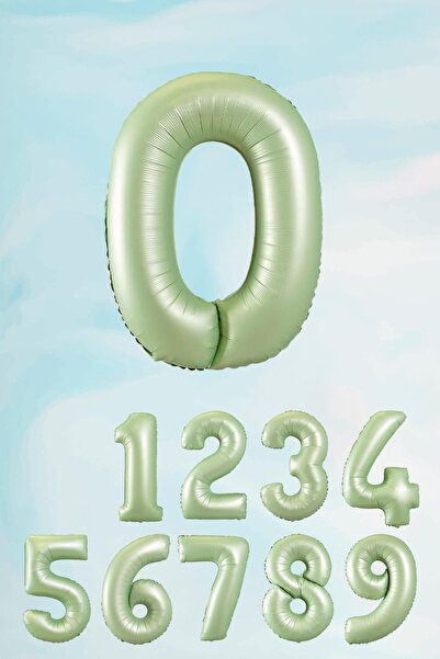 PEKSHOP 0 Rakam Retro Yeşil Balon 80 cm