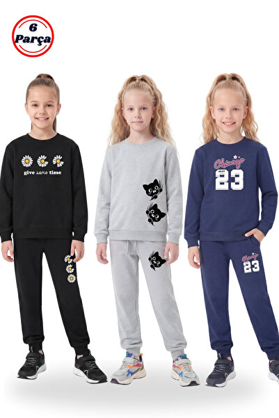 panios kids Σετ φόρμας για κορίτσια 6 τεμαχίων με στρογγυλή λαιμόκοψη και λεπ...