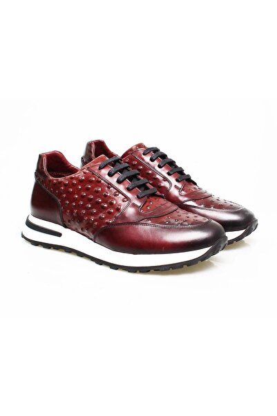 FRANCO CALVANI Burgundy Laced Genuine Leather Men's Shoes