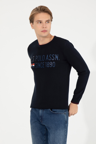 U.S. Polo Assn. Men's Navy Blue Crew Neck Knitwear Sweater 50253993-Vr033