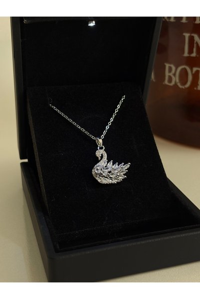 olvera shine 316L Steel Silver White Swan Necklace