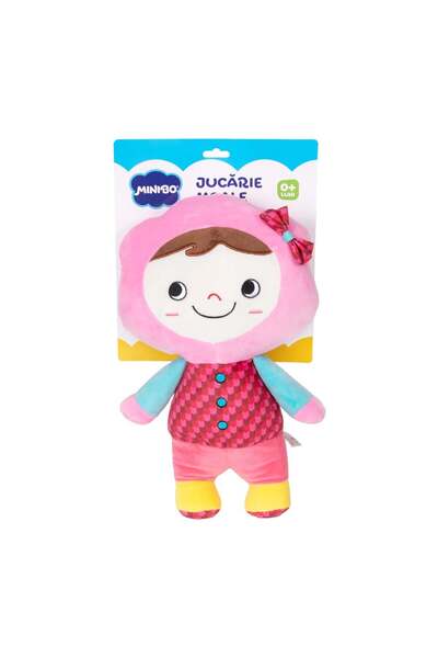 Minibo Jucarie de plus, moale, pentru somn, Minibo, Roz