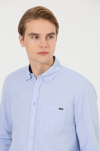 U.S. Polo Assn. Men's Blue Long Sleeve Shirt 50256988-Vr036