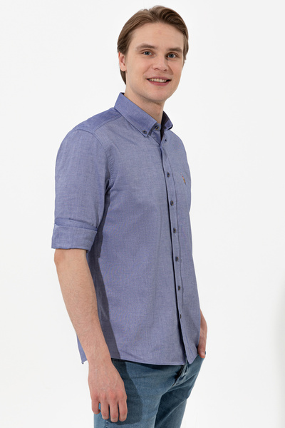 U.S. Polo Assn. Men's Blue Long Sleeve Basic Shirt 50249494-Vr212